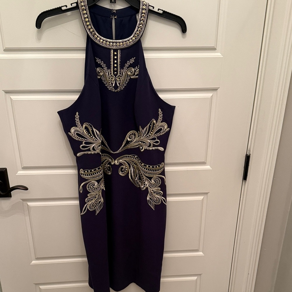 Lilly Pulitzer Navy Blue Backless Dress with Silver Embellishments